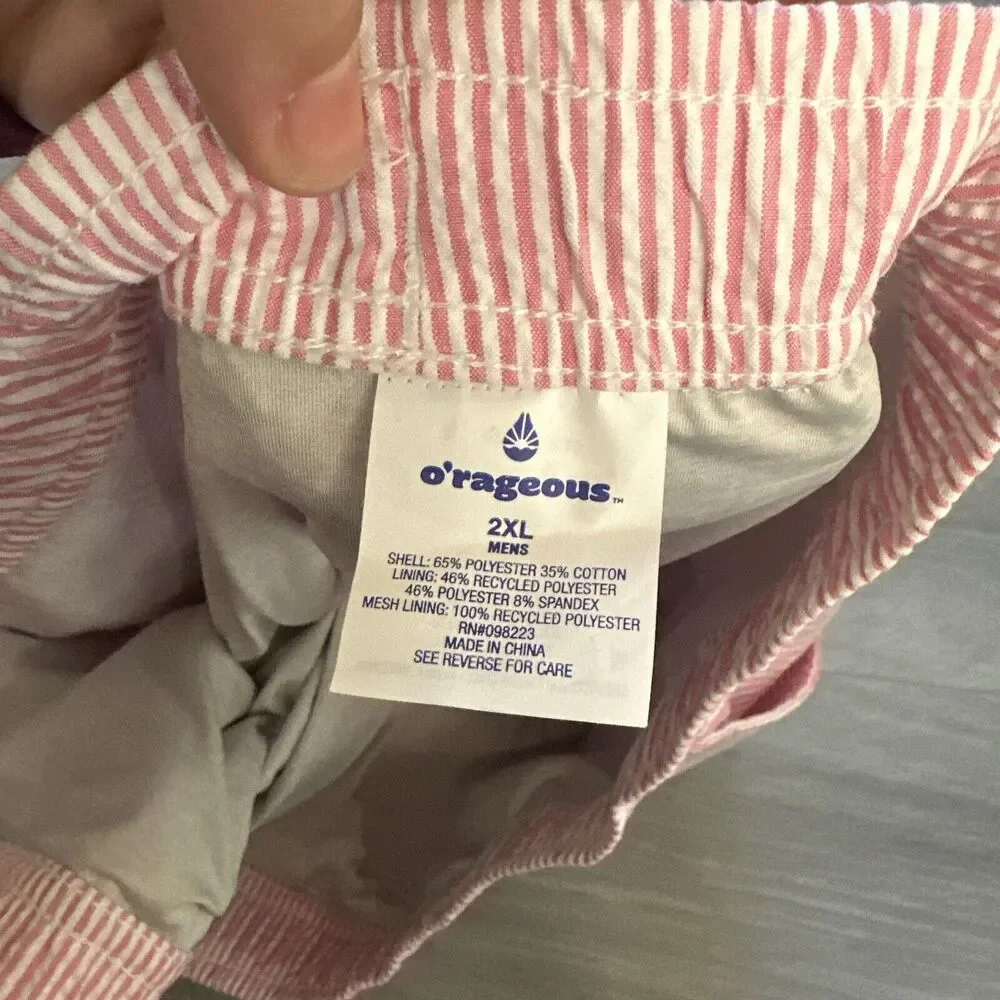 O'Rageous 2 IN 1 Shorts Seersucker Pink Stripe Size 2X-Large